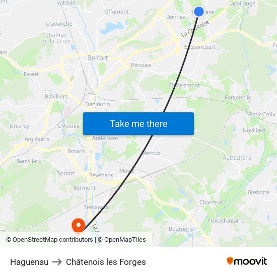 Haguenau to Châtenois les Forges map