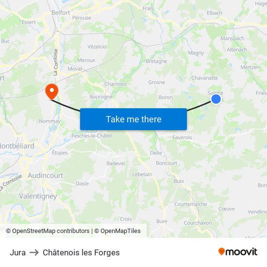 Jura to Châtenois les Forges map