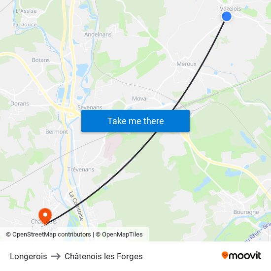 Longerois to Châtenois les Forges map