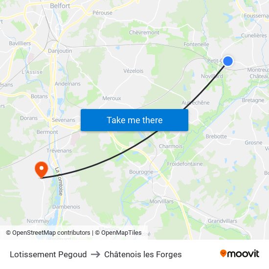 Lotissement Pegoud to Châtenois les Forges map