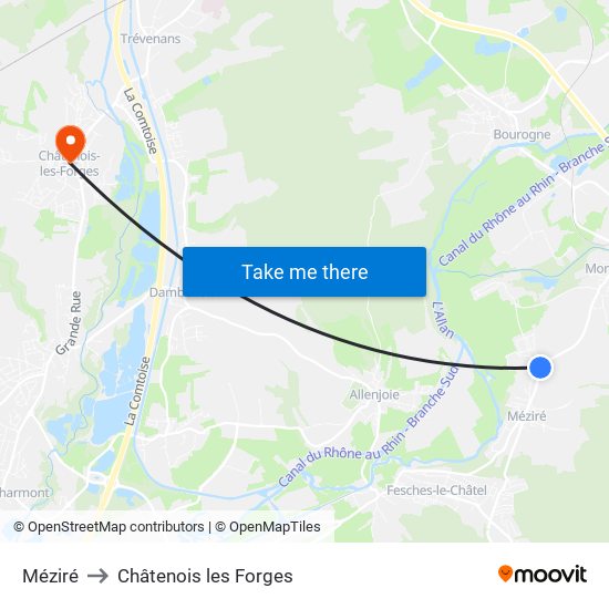 Méziré to Châtenois les Forges map