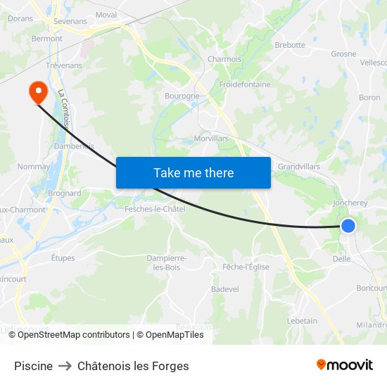 Piscine to Châtenois les Forges map