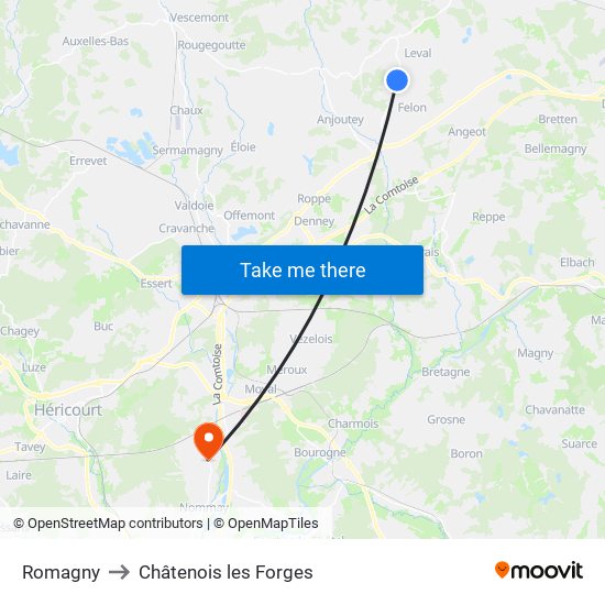 Romagny to Châtenois les Forges map