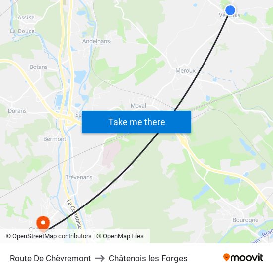 Route De Chèvremont to Châtenois les Forges map