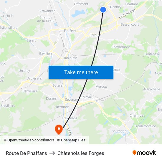 Route De Phaffans to Châtenois les Forges map