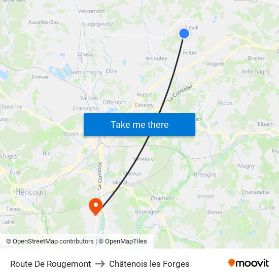 Route De Rougemont to Châtenois les Forges map