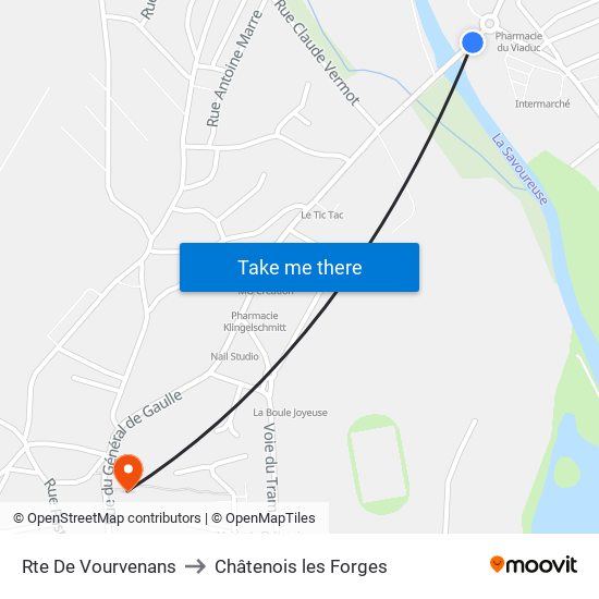 Rte De Vourvenans to Châtenois les Forges map