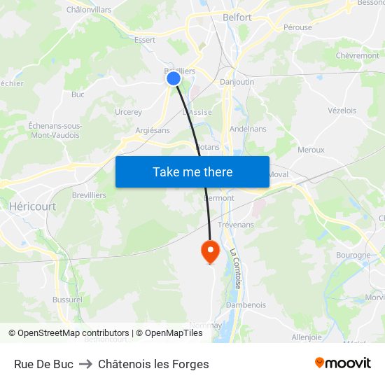Rue De Buc to Châtenois les Forges map