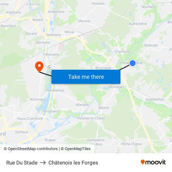 Rue Du Stade to Châtenois les Forges map