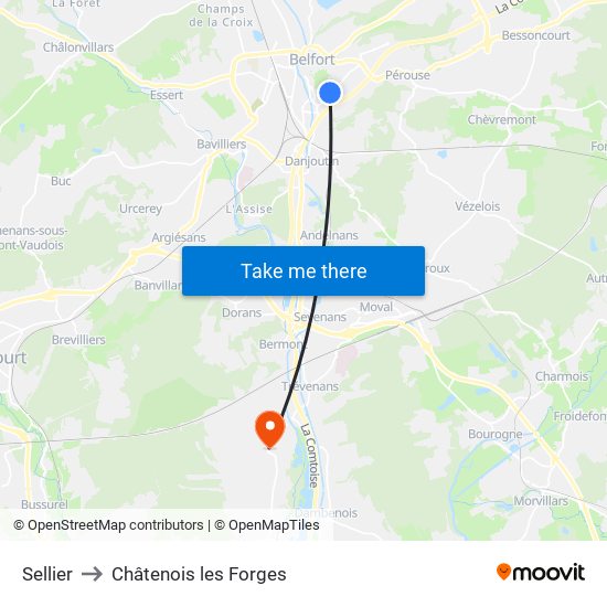 Sellier to Châtenois les Forges map