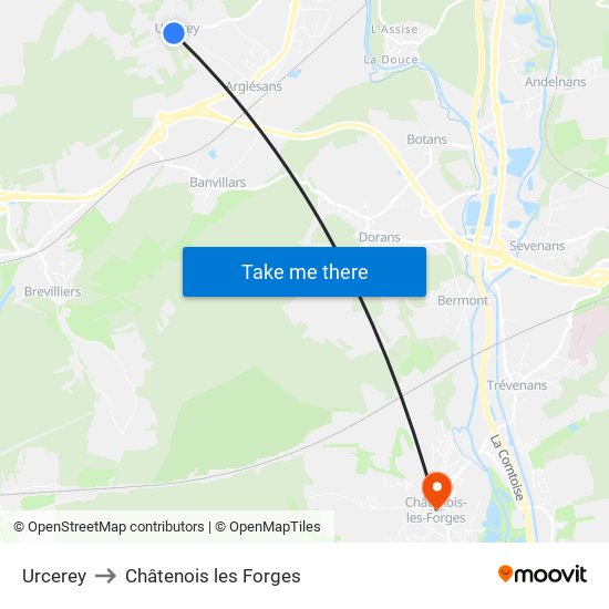 Urcerey to Châtenois les Forges map