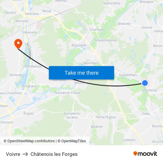 Voivre to Châtenois les Forges map