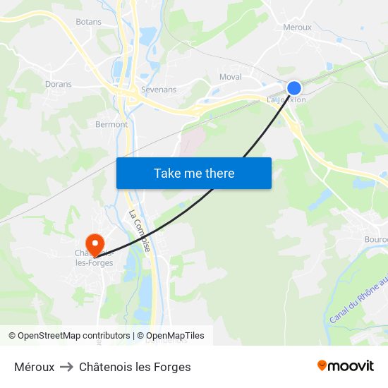 Méroux to Châtenois les Forges map