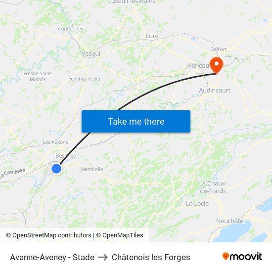 Avanne-Aveney - Stade to Châtenois les Forges map