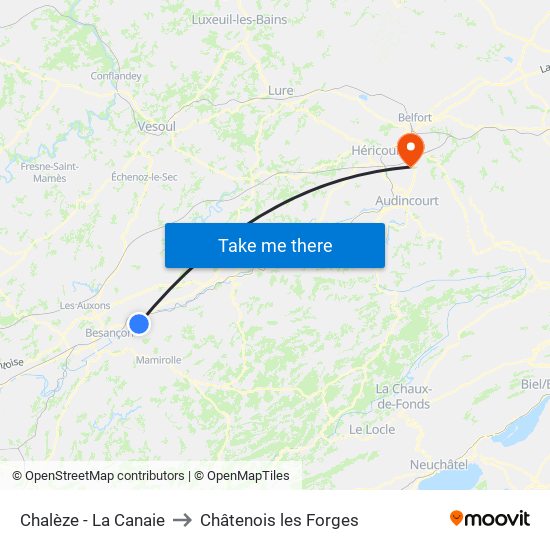 Chalèze - La Canaie to Châtenois les Forges map