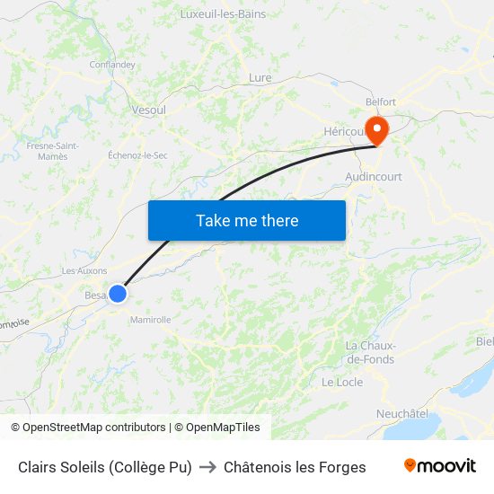 Clairs Soleils (Collège Pu) to Châtenois les Forges map