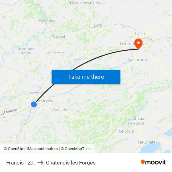 Franois - Z.I. to Châtenois les Forges map