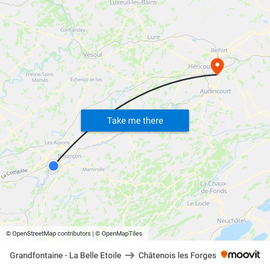 Grandfontaine - La Belle Etoile to Châtenois les Forges map