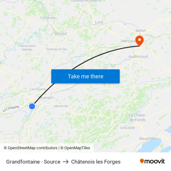 Grandfontaine - Source to Châtenois les Forges map