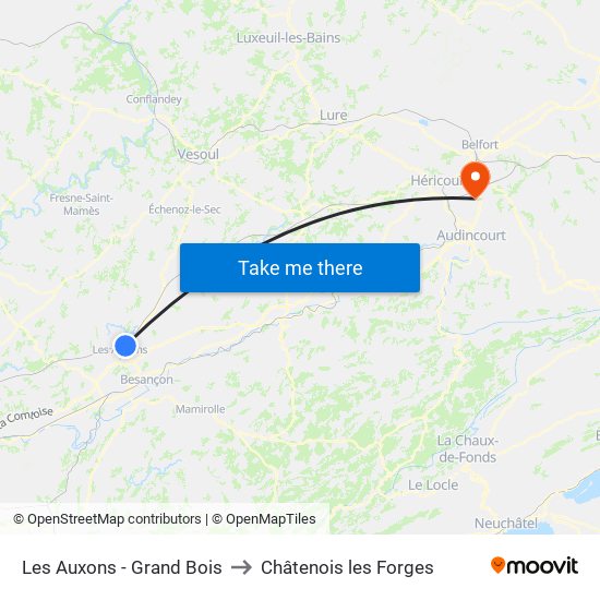 Les Auxons - Grand Bois to Châtenois les Forges map