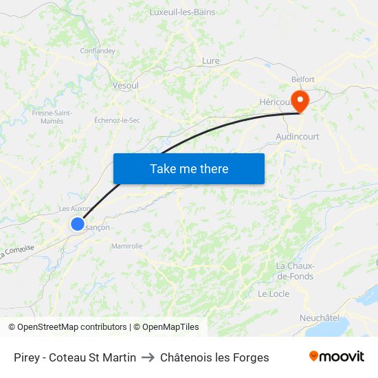 Pirey - Coteau St Martin to Châtenois les Forges map