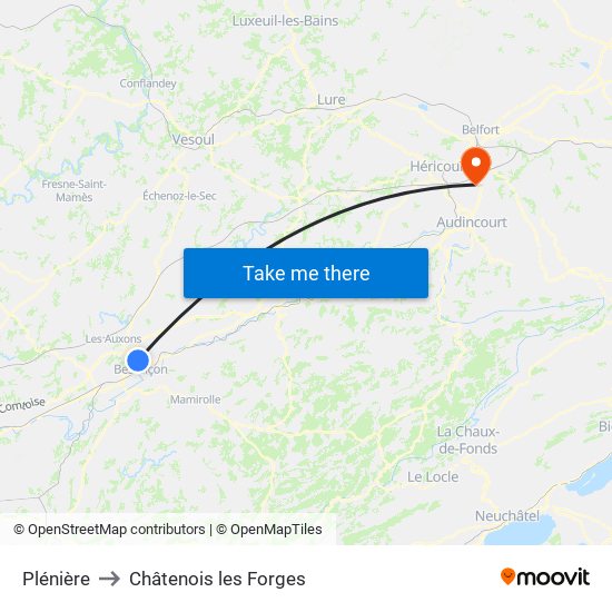 Plénière to Châtenois les Forges map