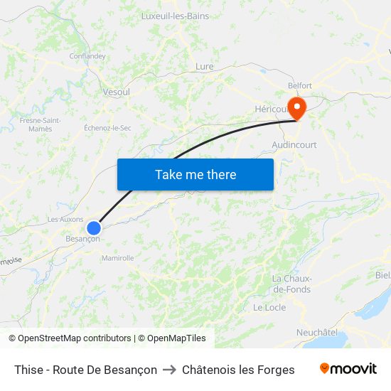 Thise - Route De Besançon to Châtenois les Forges map
