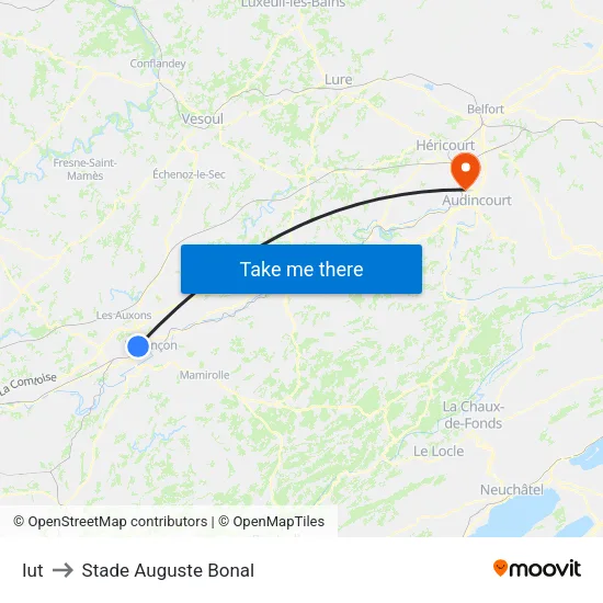 Iut to Stade Auguste Bonal map
