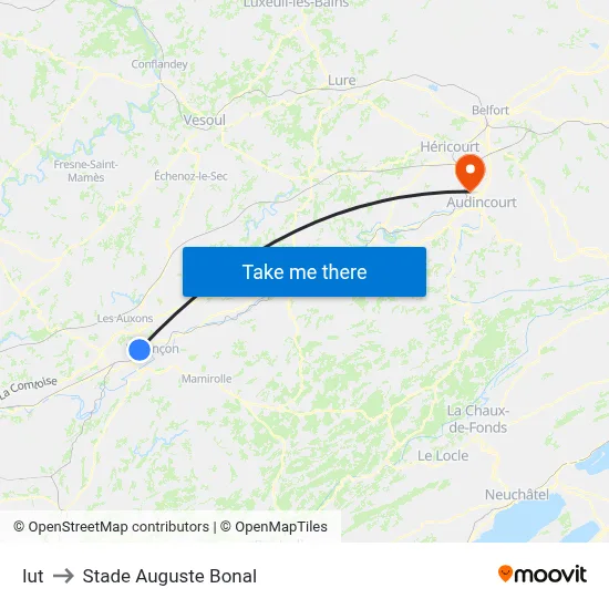 Iut to Stade Auguste Bonal map