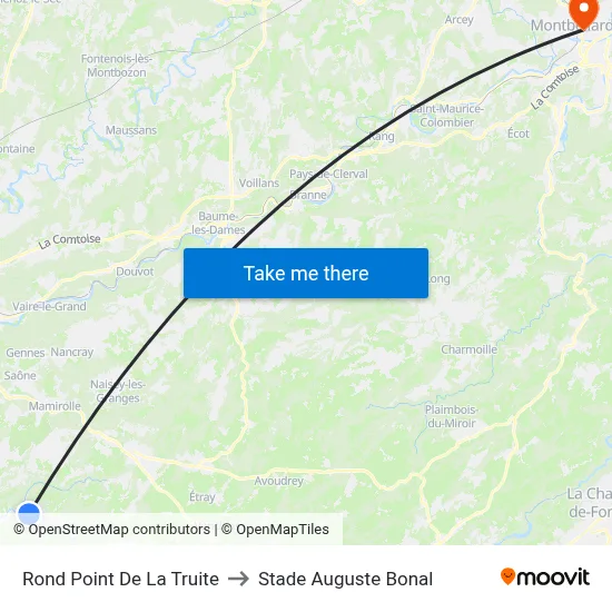 Rond Point De La Truite to Stade Auguste Bonal map
