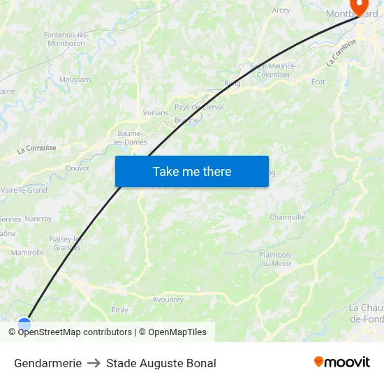 Gendarmerie to Stade Auguste Bonal map