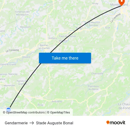 Gendarmerie to Stade Auguste Bonal map