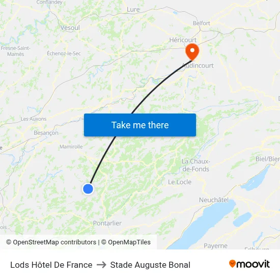 Lods Hôtel De France to Stade Auguste Bonal map