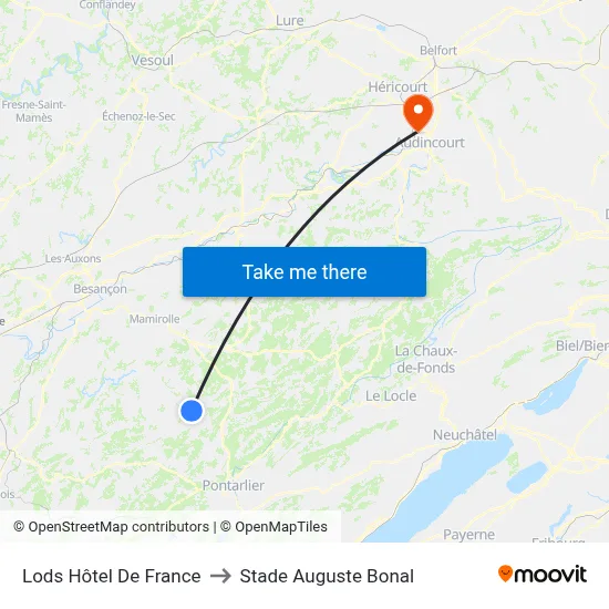 Lods Hôtel De France to Stade Auguste Bonal map