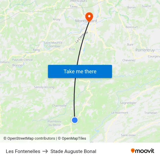 Les Fontenelles to Stade Auguste Bonal map