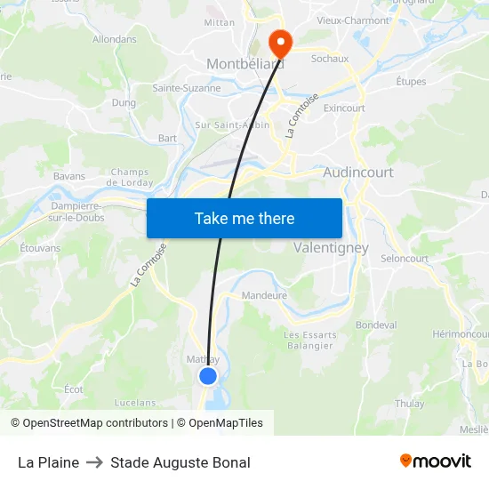 La Plaine to Stade Auguste Bonal map