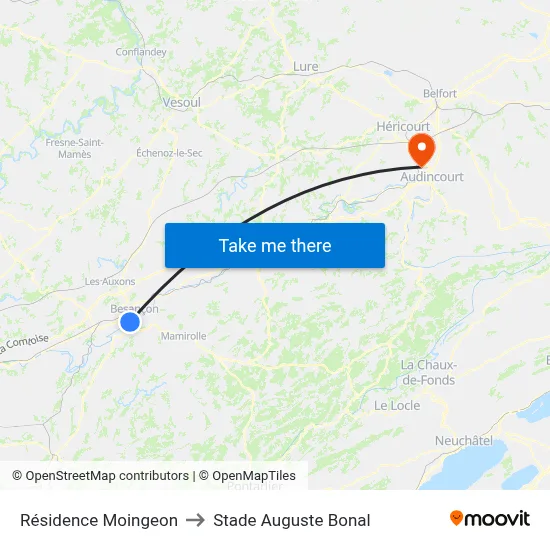 Résidence Moingeon to Stade Auguste Bonal map