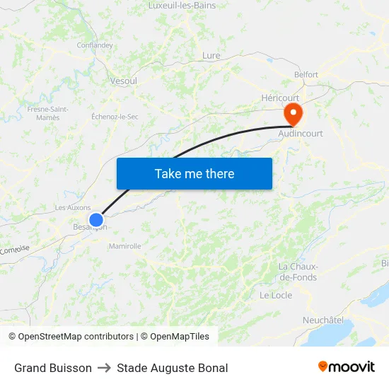 Grand Buisson to Stade Auguste Bonal map