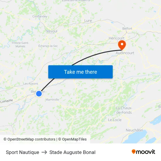 Sport Nautique to Stade Auguste Bonal map