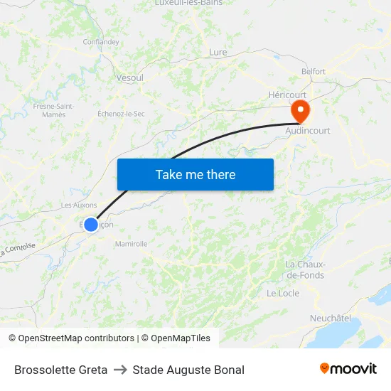 Brossolette Greta to Stade Auguste Bonal map