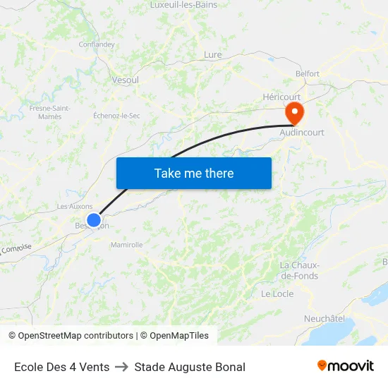 Ecole Des 4 Vents to Stade Auguste Bonal map