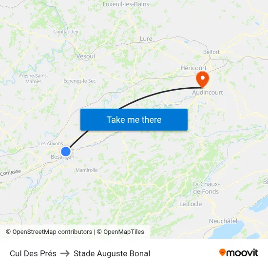 Cul Des Prés to Stade Auguste Bonal map