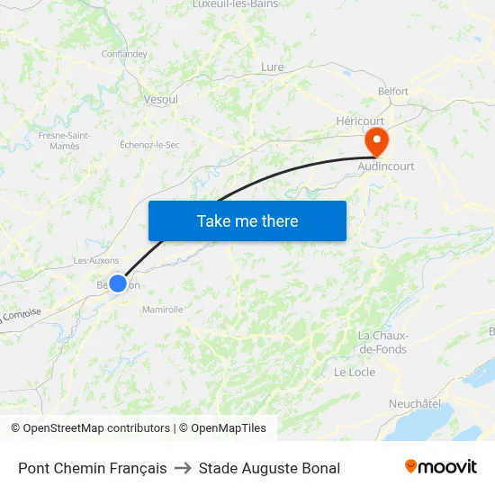 Pont Chemin Français to Stade Auguste Bonal map