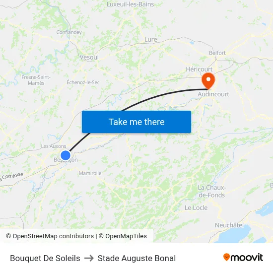 Bouquet De Soleils to Stade Auguste Bonal map