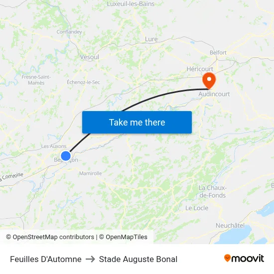 Feuilles D'Automne to Stade Auguste Bonal map