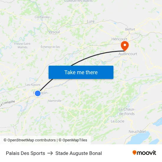 Palais Des Sports to Stade Auguste Bonal map