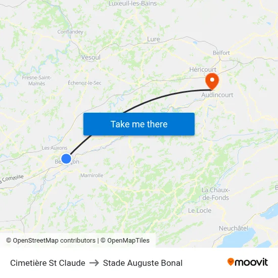 Cimetière St Claude to Stade Auguste Bonal map