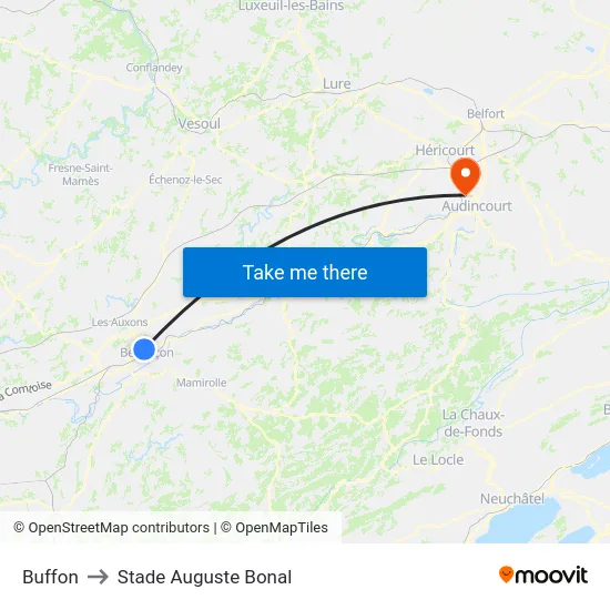 Buffon to Stade Auguste Bonal map
