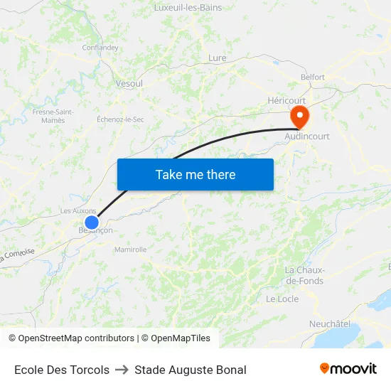 Ecole Des Torcols to Stade Auguste Bonal map