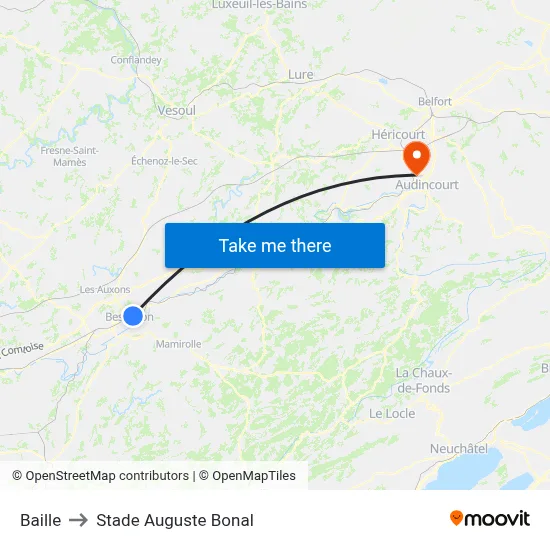 Baille to Stade Auguste Bonal map